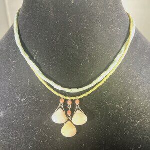 David Aubrey Green Bead Two-Layer Necklace